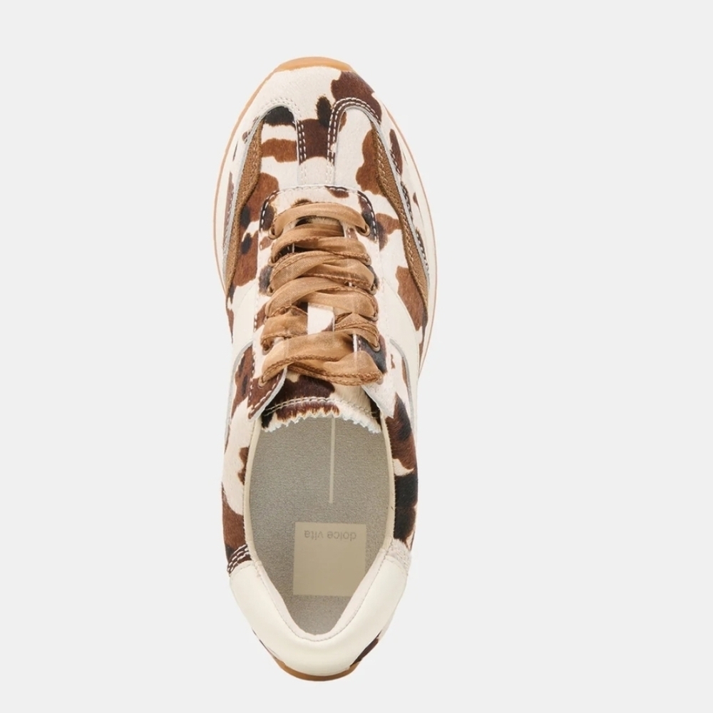 🤎🔹️Dolce Vita 🔹️ Cocoa Leather B Ntcd Cow Print Sneakers - Picture 6 of 7